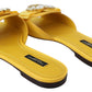 Yellow Bianca Embellished Leather Slides
