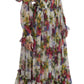 Elegant Floral A-Line Pleated Silk Dress