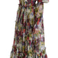 Elegant Floral A-Line Pleated Silk Dress