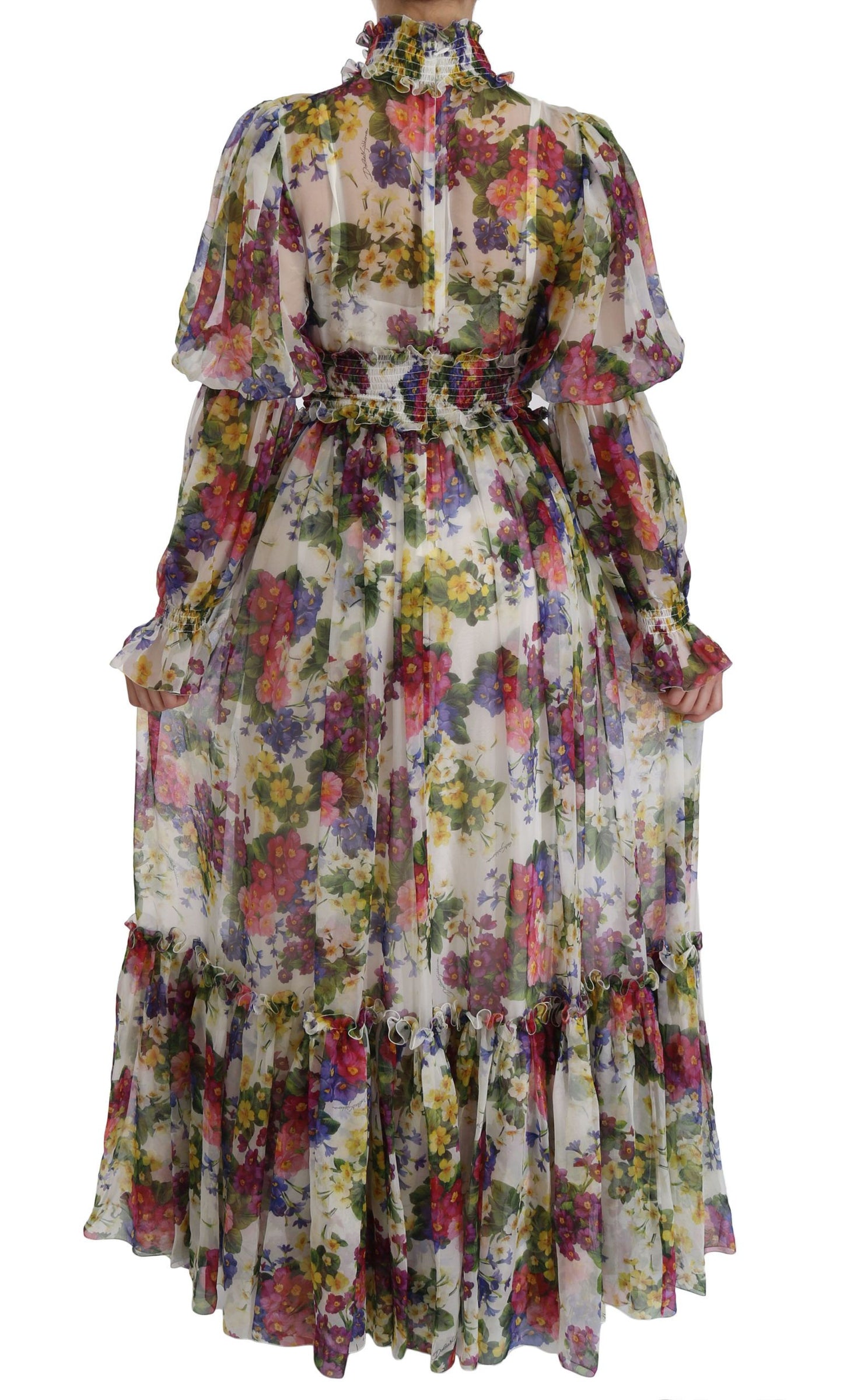 Elegant Floral A-Line Pleated Silk Dress