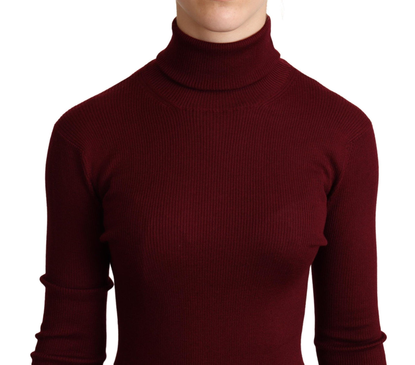 Elegant Bordeaux Turtle Neck Sweater