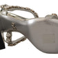Silver Crystals Strap Buckle High Heel Sandals