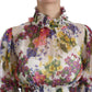 Elegant Floral A-Line Pleated Silk Dress