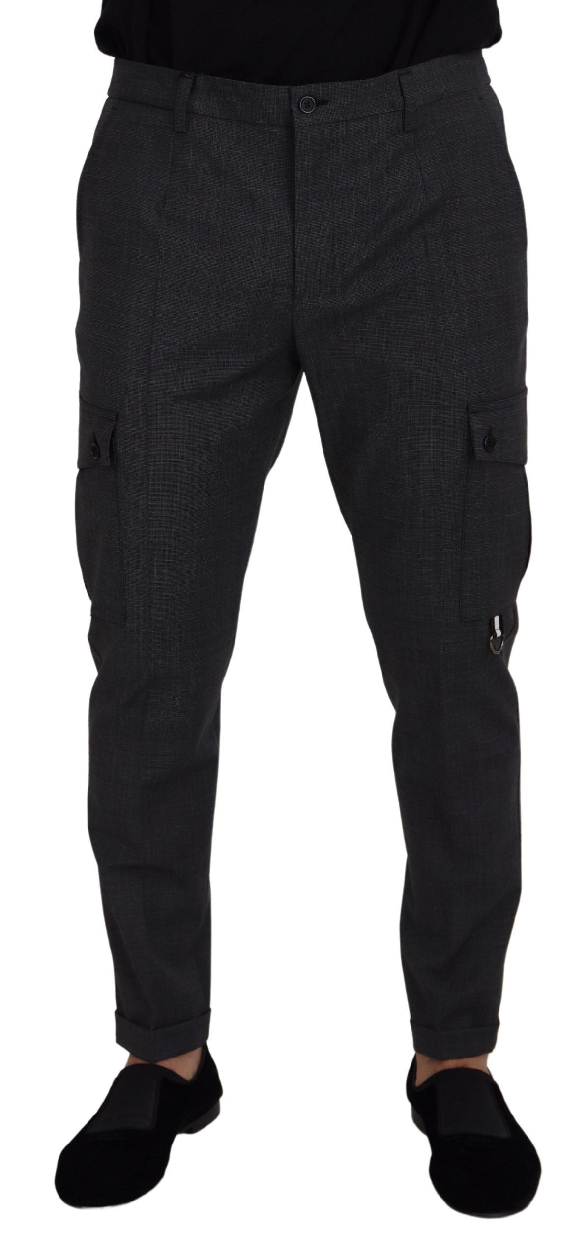 Elegant Checkered Slim Fit Cargo Pants