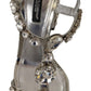 Silver Crystals Strap Buckle High Heel Sandals
