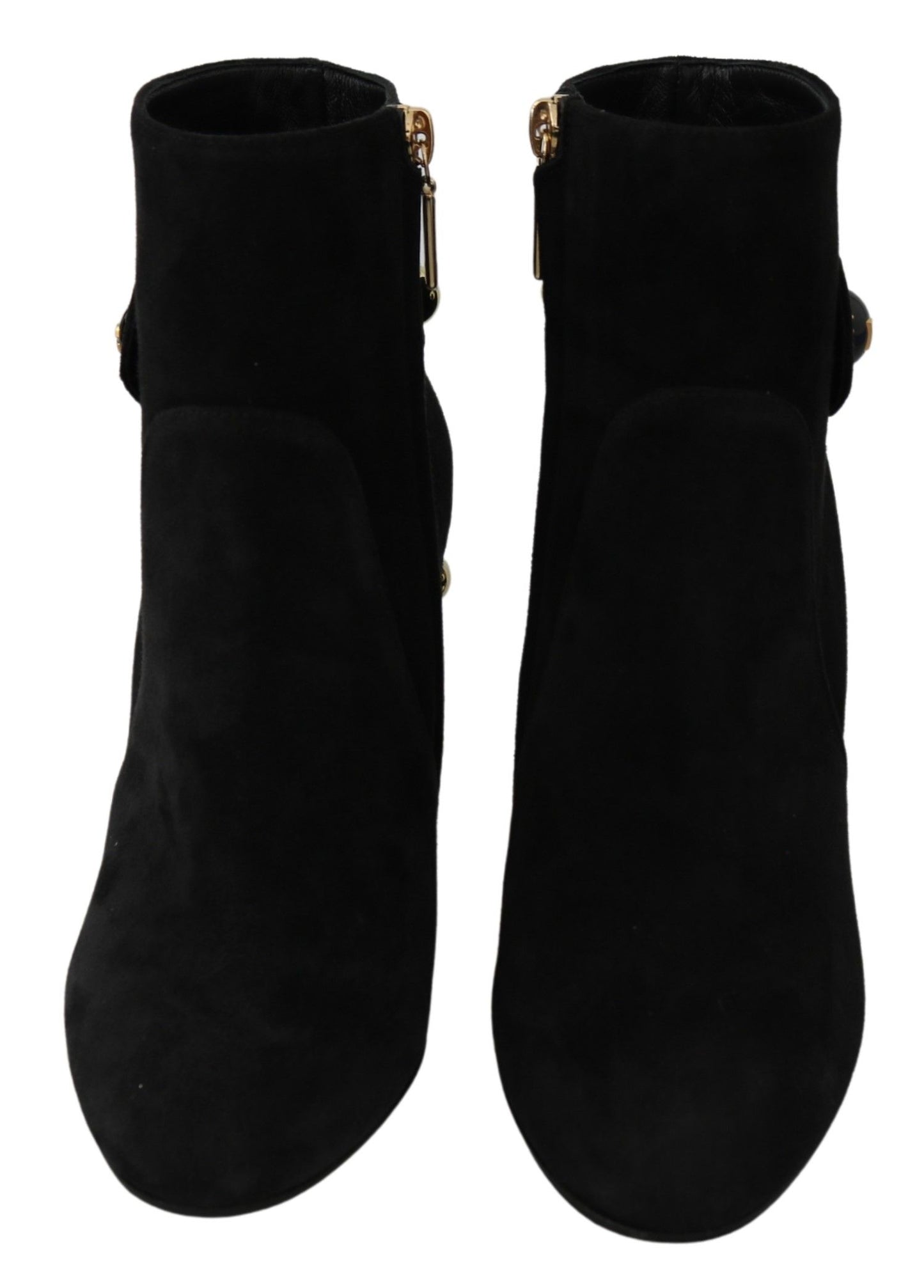 Elegant Black Suede Short Boots