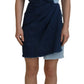 Two Tone Blue Patchwork Denim Mini Dress