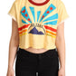 Chic Yellow Print Cropped Tee with Contrast Trim
