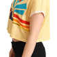 Chic Yellow Print Cropped Tee with Contrast Trim