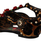 Brown Ballerina Embellished Leopard Print Shoes