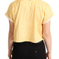 Chic Yellow Print Cropped Tee with Contrast Trim