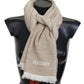 Elegant Beige Wool Scarf with Logo Embroidery