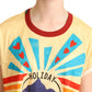 Chic Yellow Print Cropped Tee with Contrast Trim