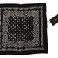 Black Silk DG Logo Crown Square Handkerchief Scarf