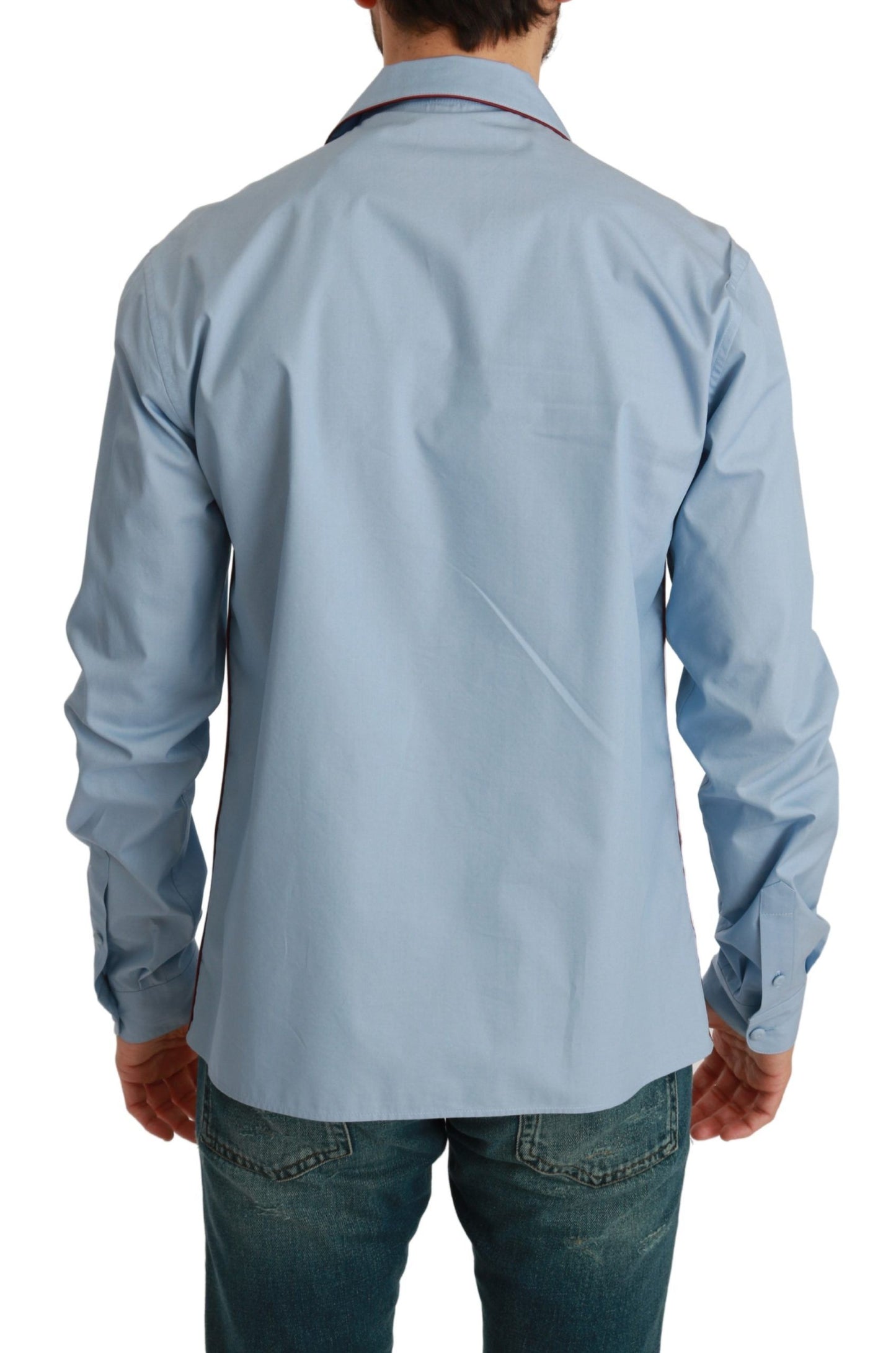 Elegant Light Blue Cotton Pajama Shirt