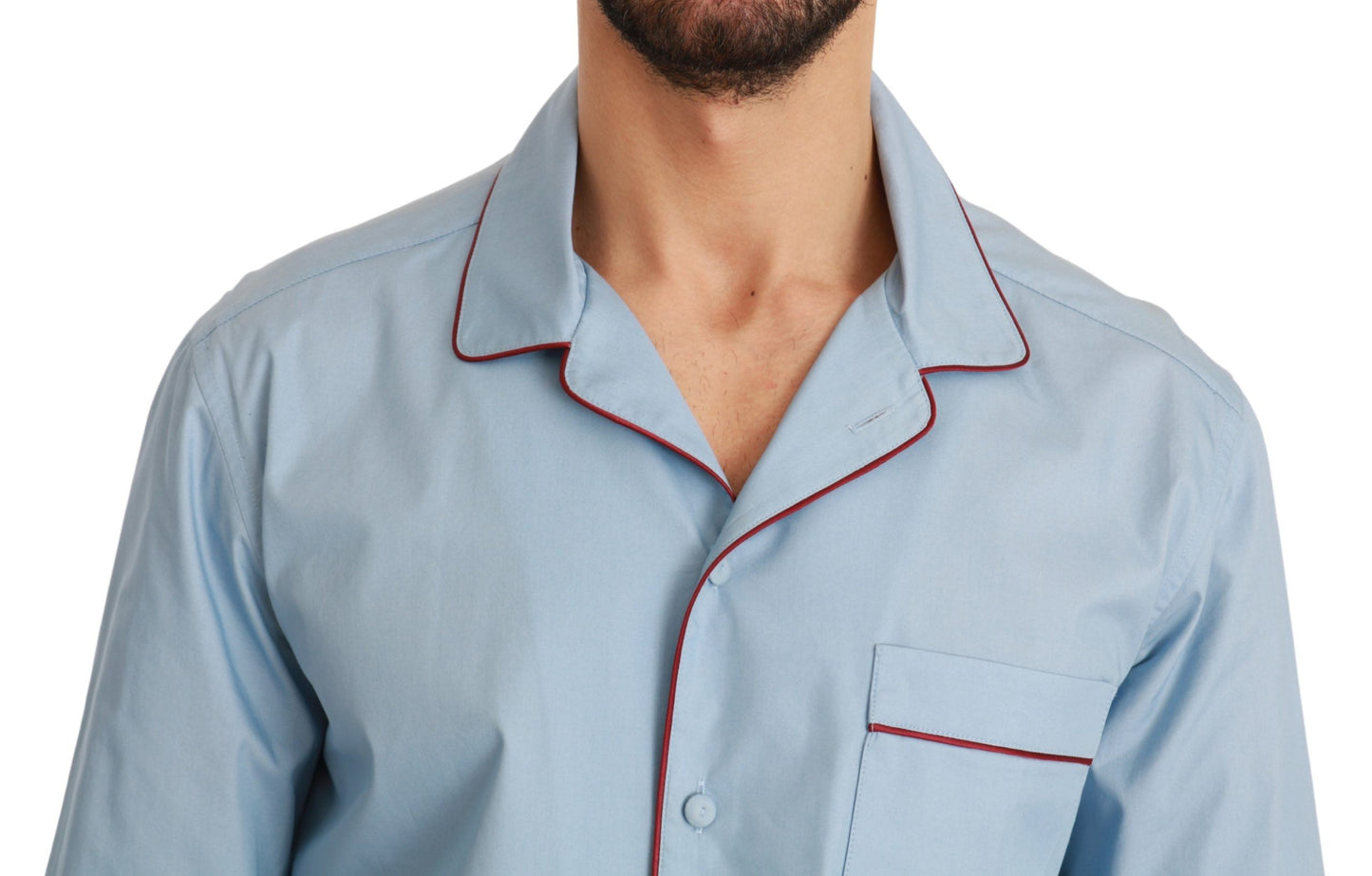 Elegant Light Blue Cotton Pajama Shirt