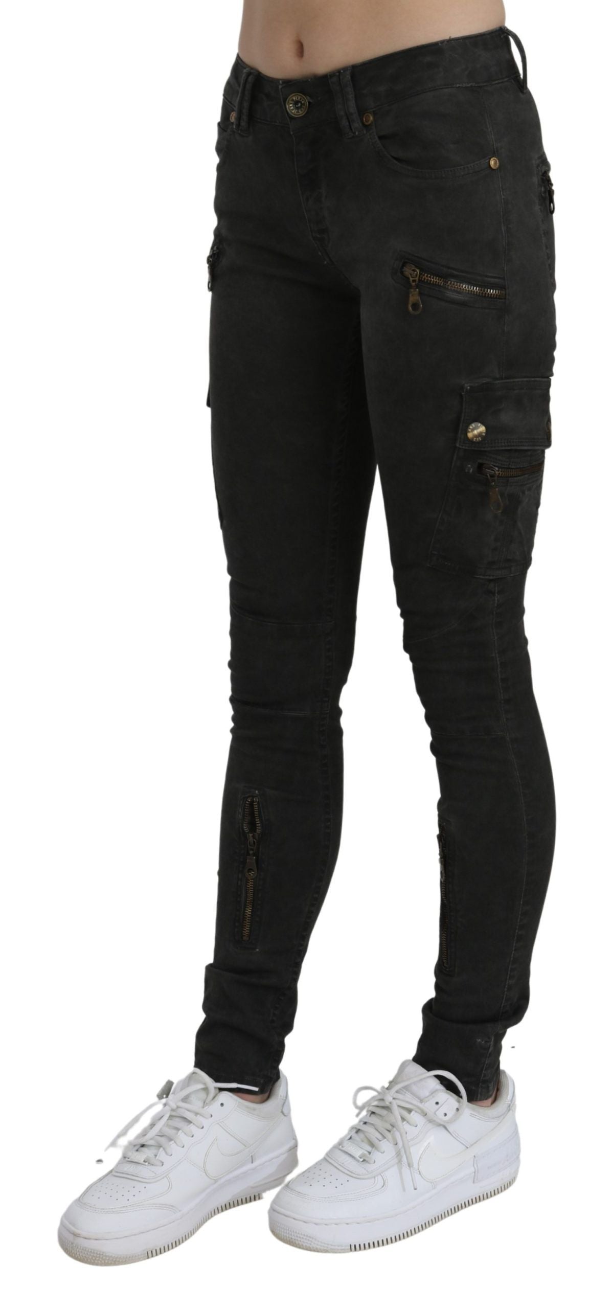 Chic Black Mid Waist Flared Jeans