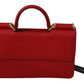 Elegant Red Leather Phone Wallet Chain Bag