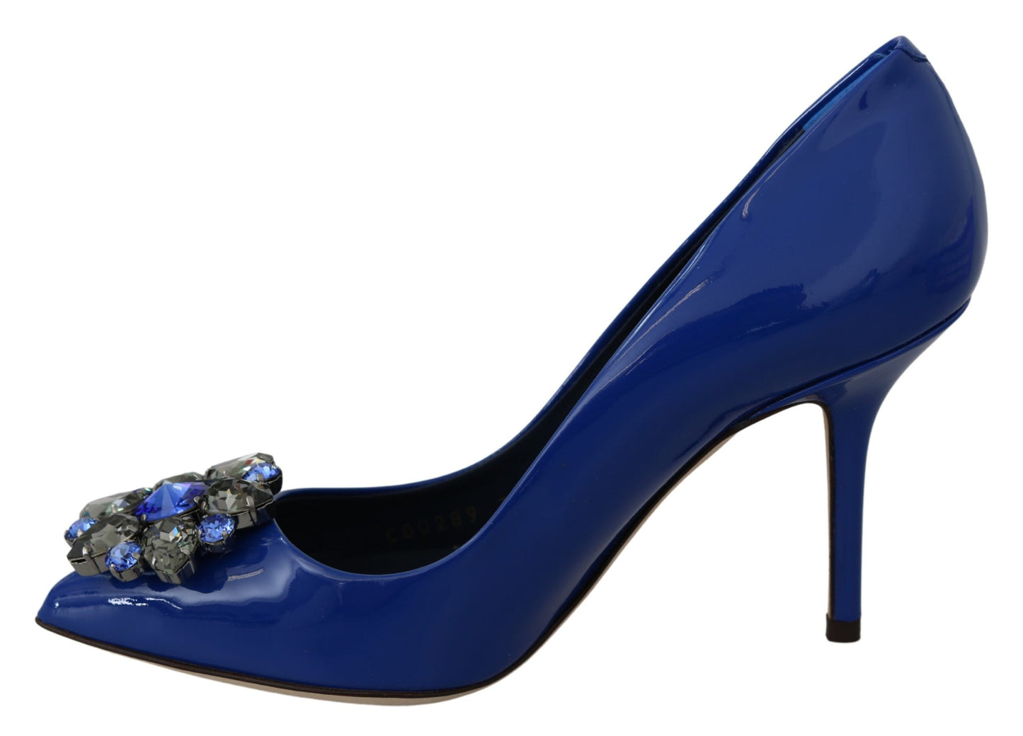 Electric Blue Patent Leather Pumps with Crystals