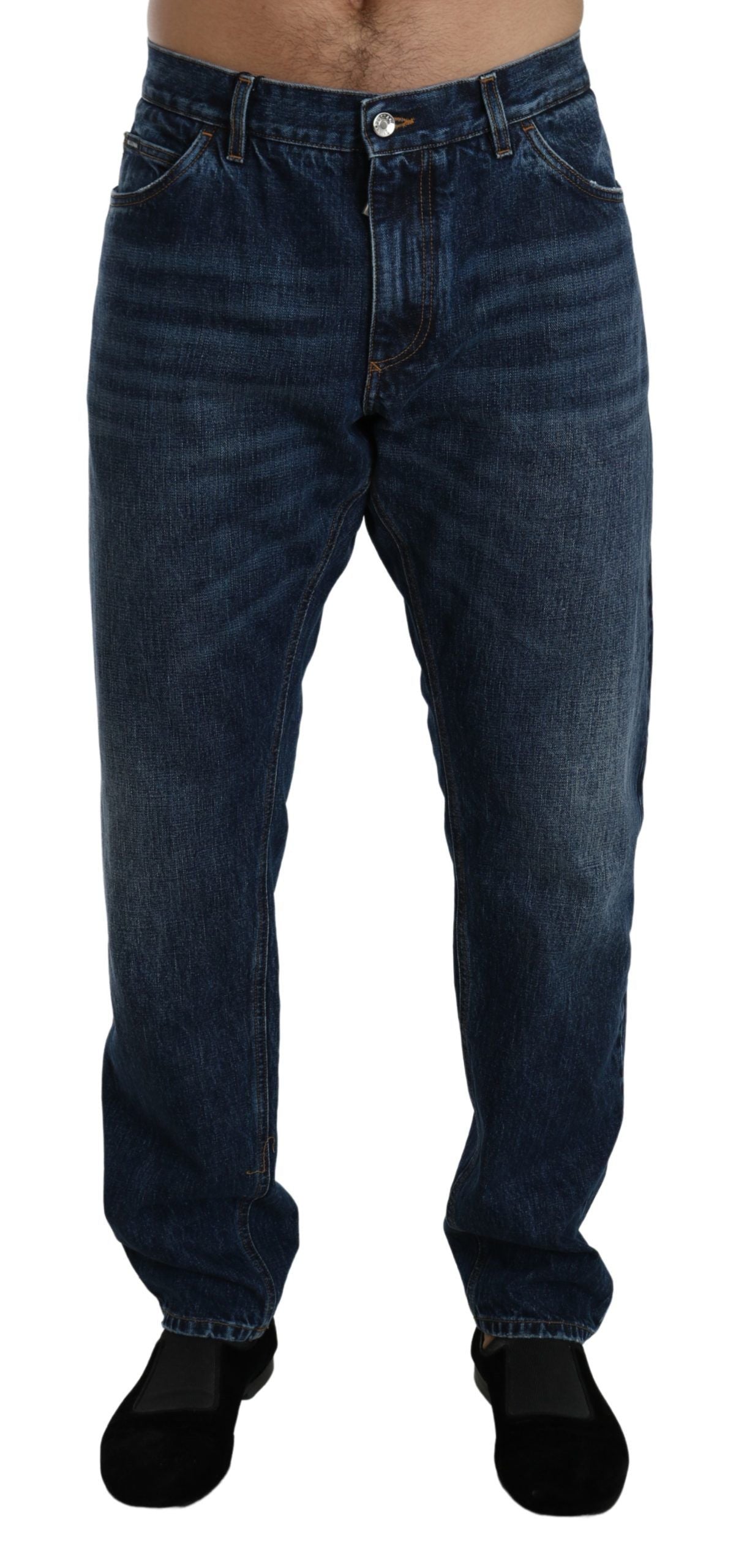 Elegant Dark Blue Regular Fit Denim Jeans