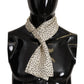 Elegant Cream Silk Scarf with Black Dots