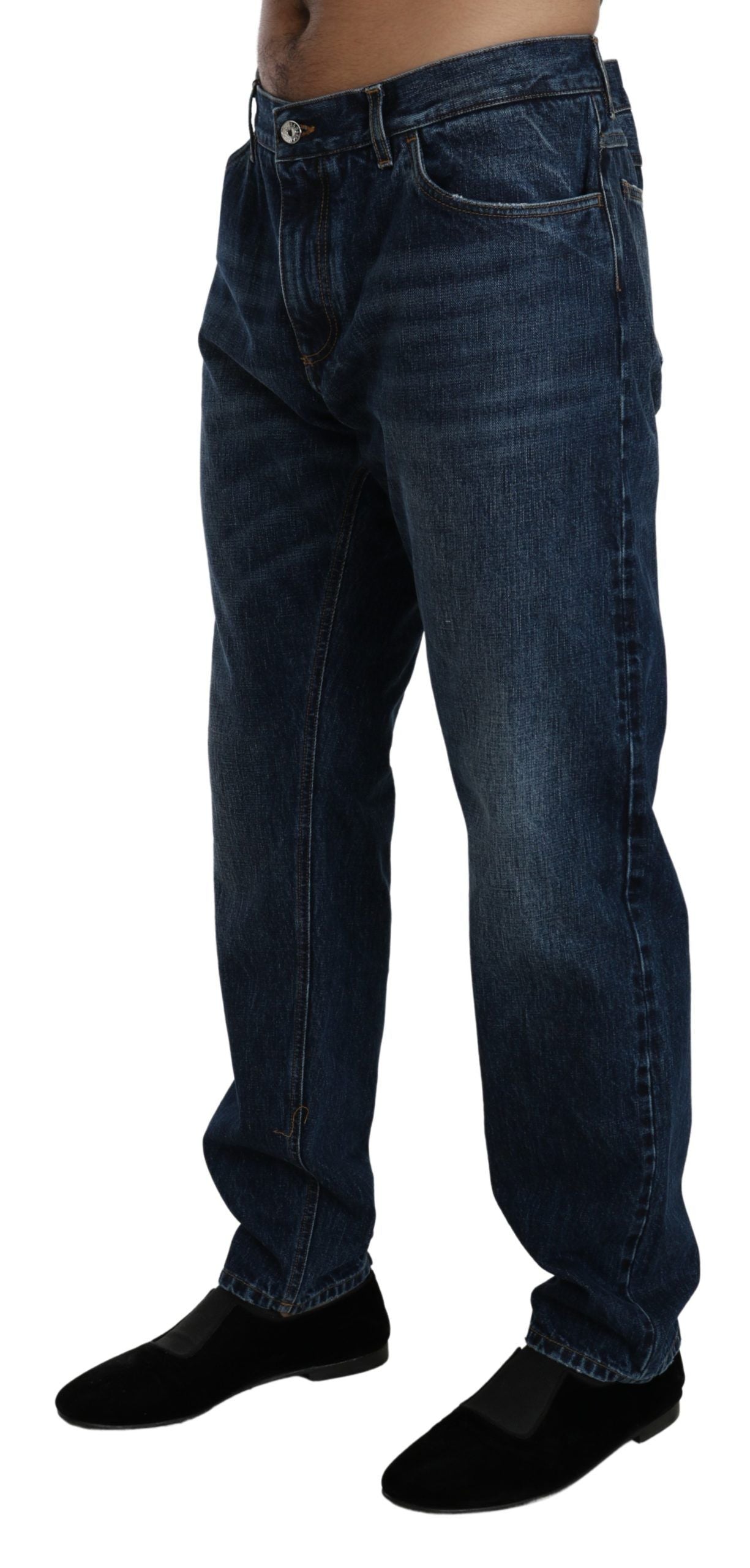 Elegant Dark Blue Regular Fit Denim Jeans