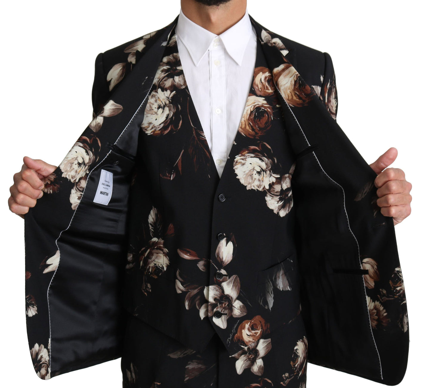 Elegant Black Floral Martini Suit