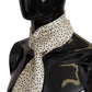 Elegant Cream Silk Scarf with Black Dots