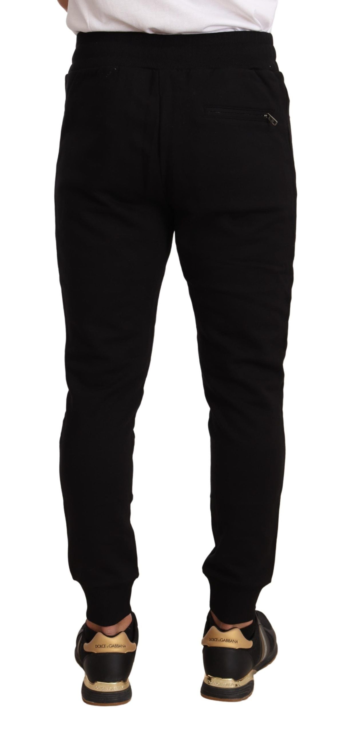 Elegant Black Jogging Pants with #dgfamily Motif