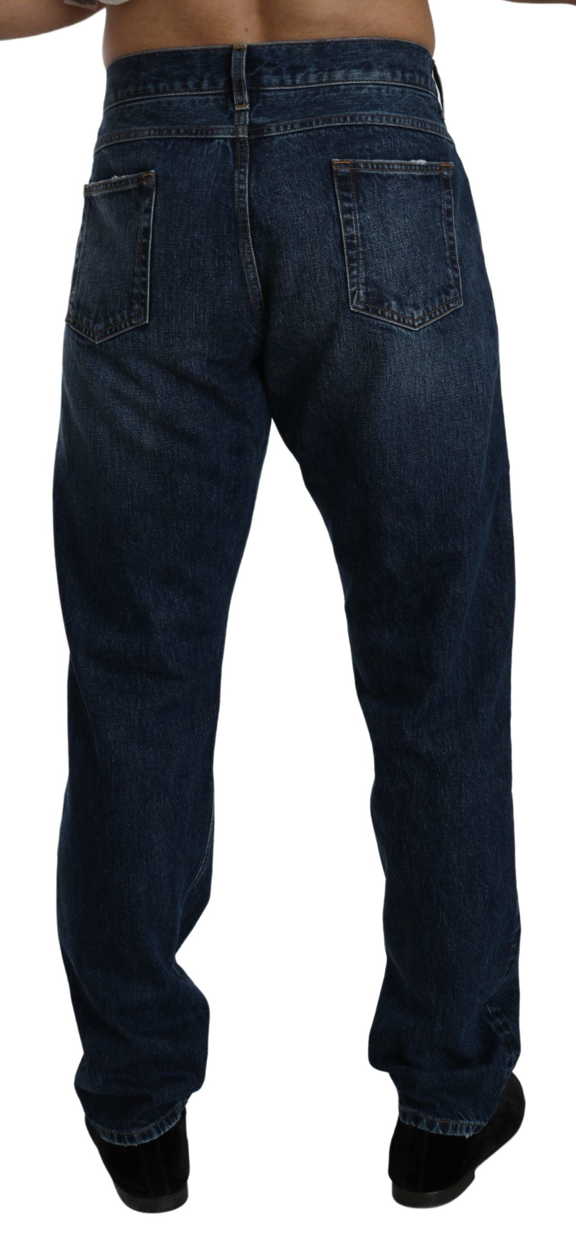 Elegant Dark Blue Regular Fit Denim Jeans