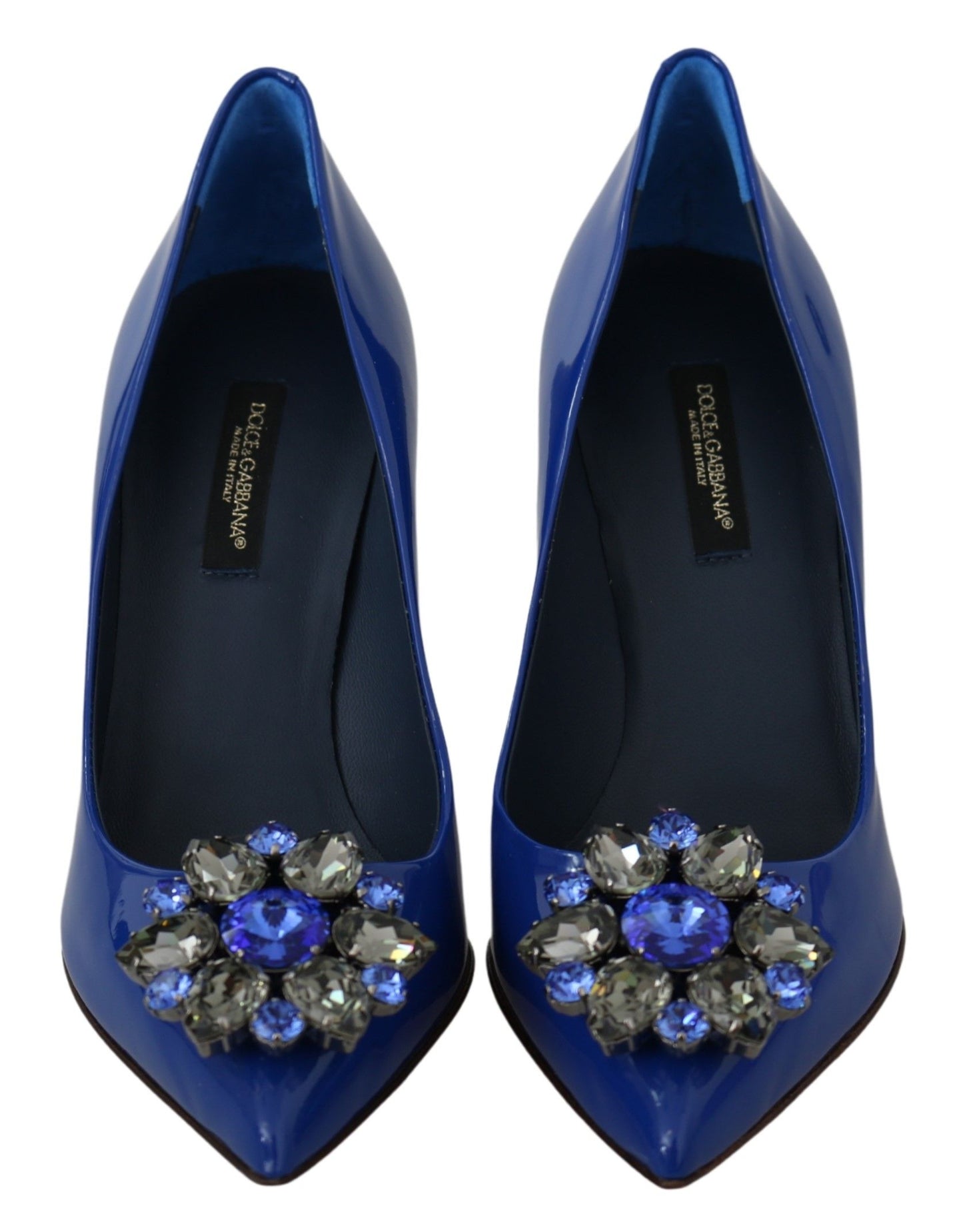 Electric Blue Patent Leather Pumps with Crystals