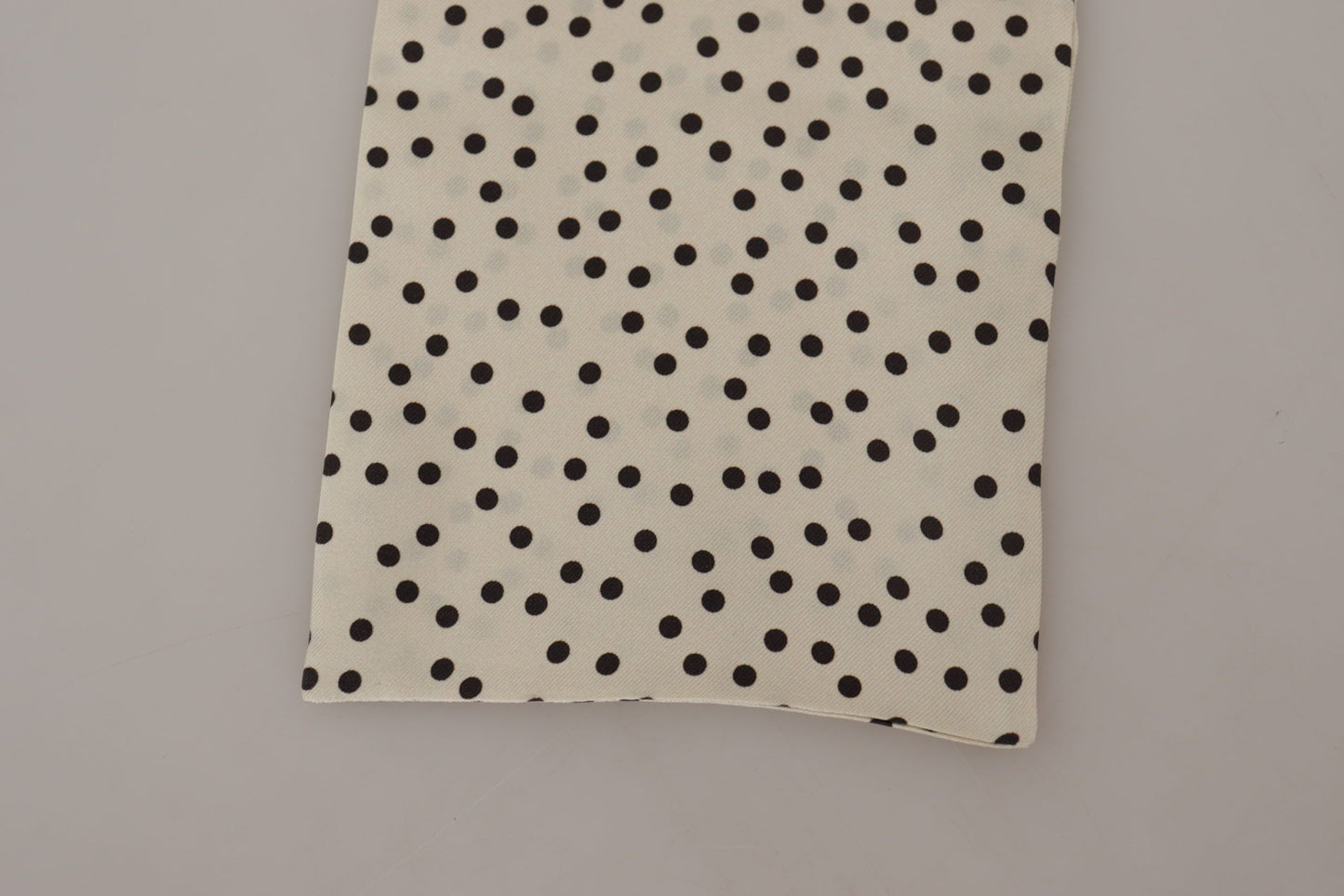 Elegant Cream Silk Scarf with Black Dots