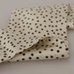 Elegant Cream Silk Scarf with Black Dots