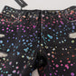 Black Multicolor Print Tattered Denim Jeans