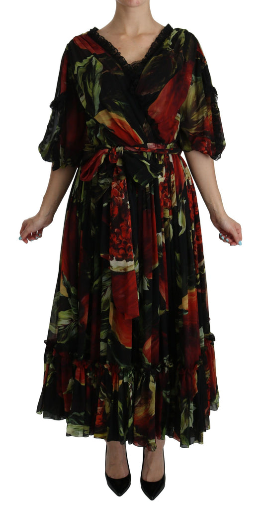 Elegant Bell Sleeve Floral Maxi Dress