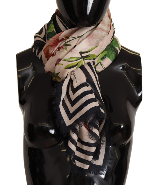 Elegant Floral Cashmere Blend Scarf