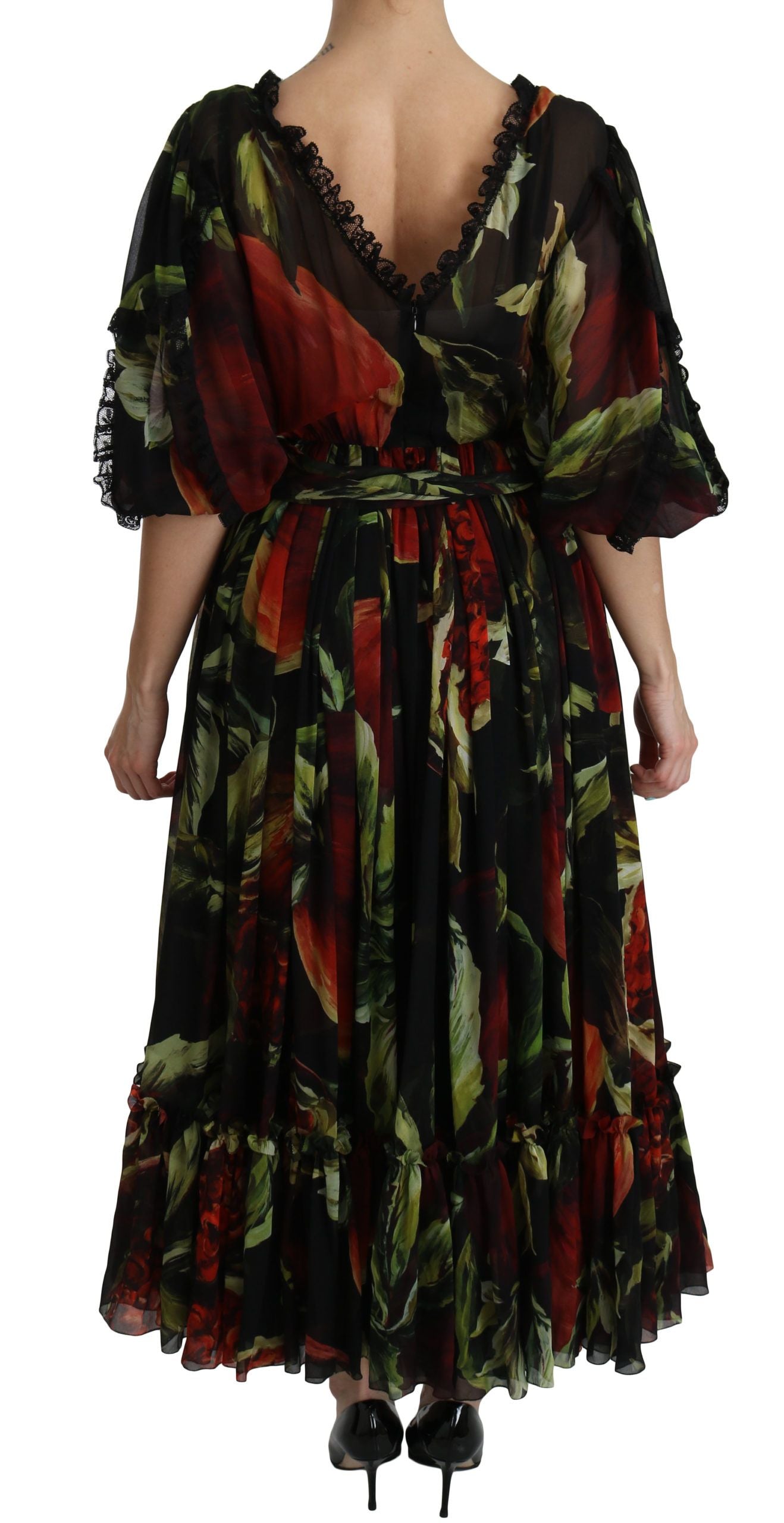 Elegant Bell Sleeve Floral Maxi Dress