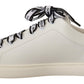 Chic White & Pink Leather Sneakers