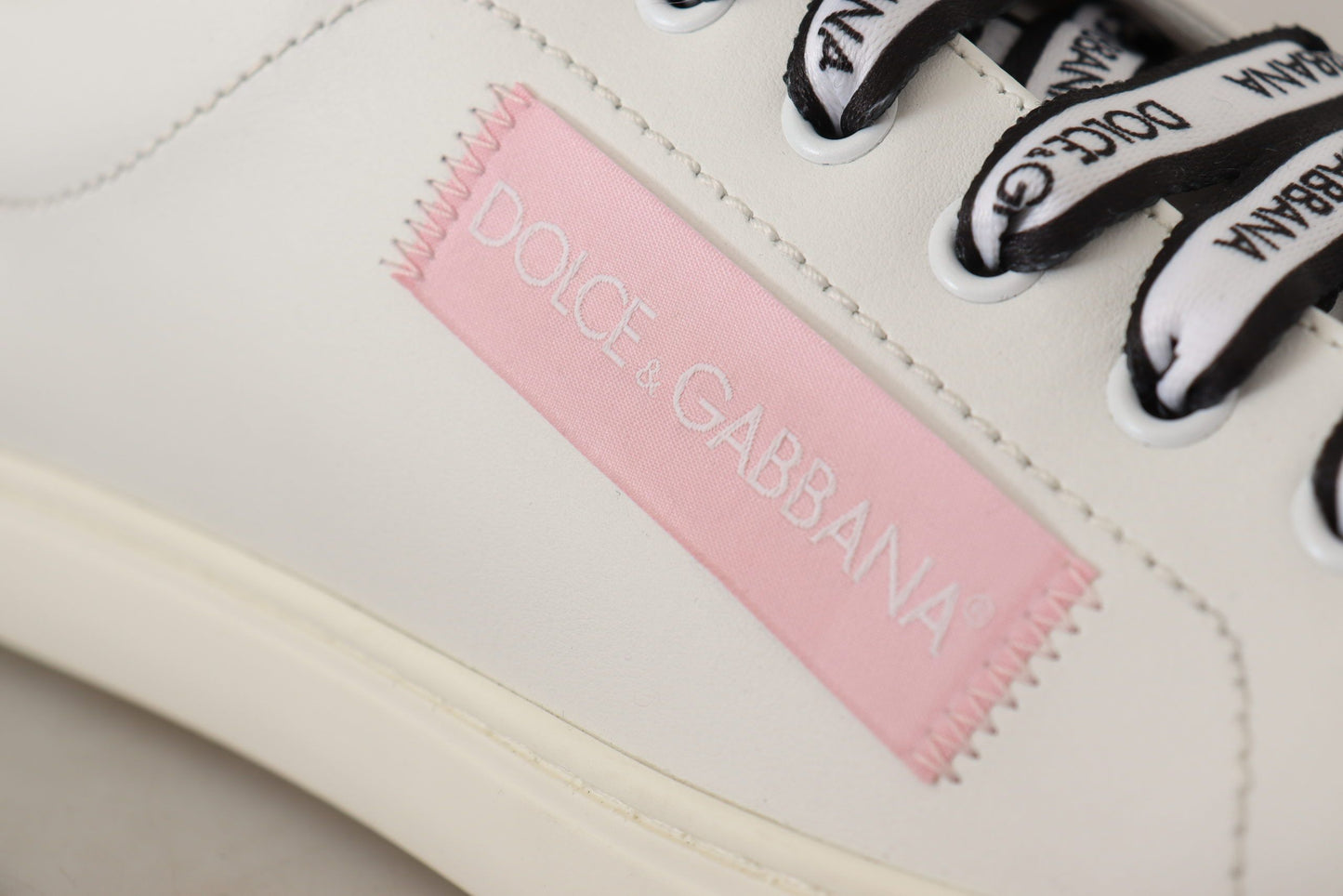 Chic White & Pink Leather Sneakers