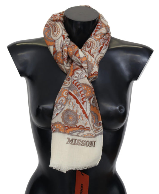 Elegant Wool Scarf with Paisley Pattern