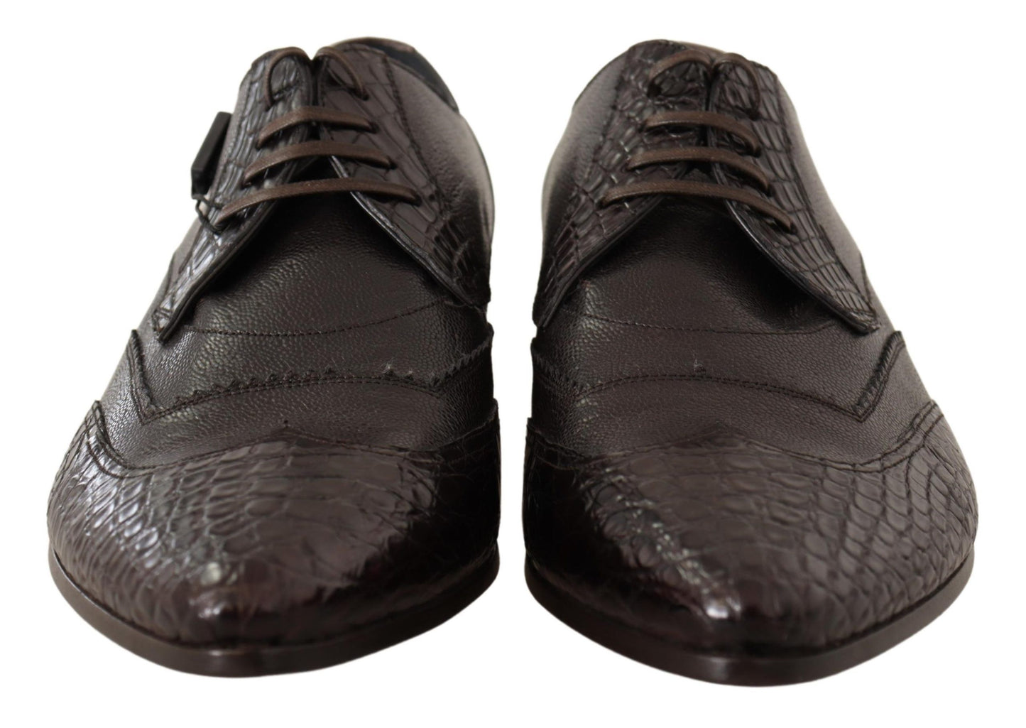 Exotic Caiman Derby Leather Shoes