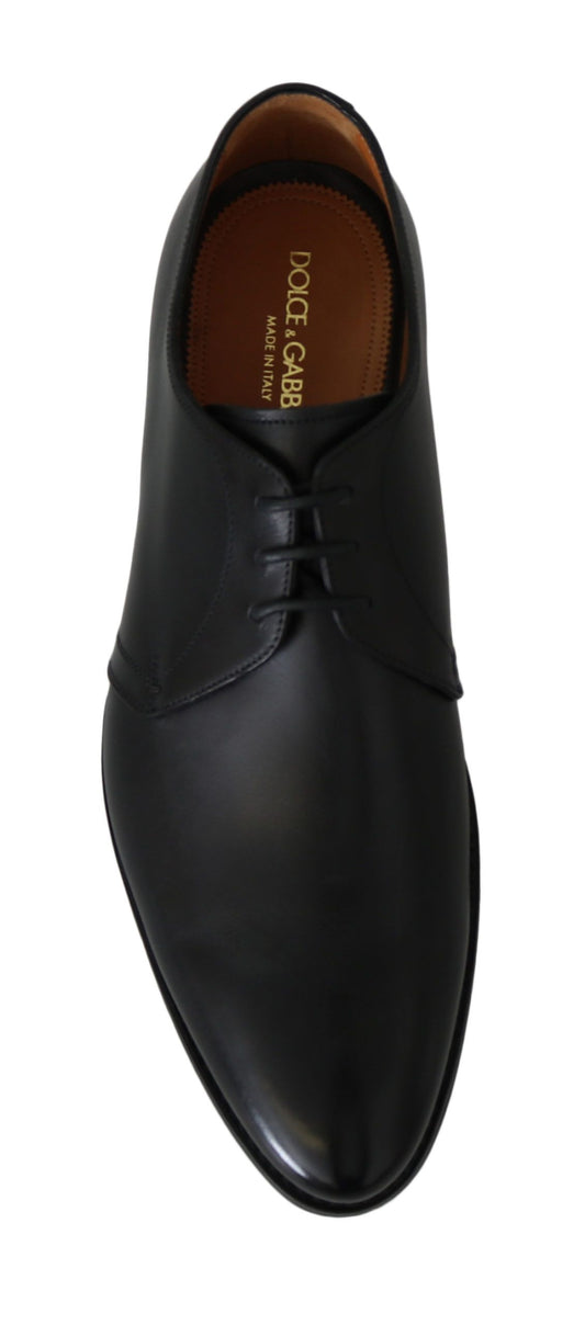 Elegant Black Brushed Leather Derby Shoes