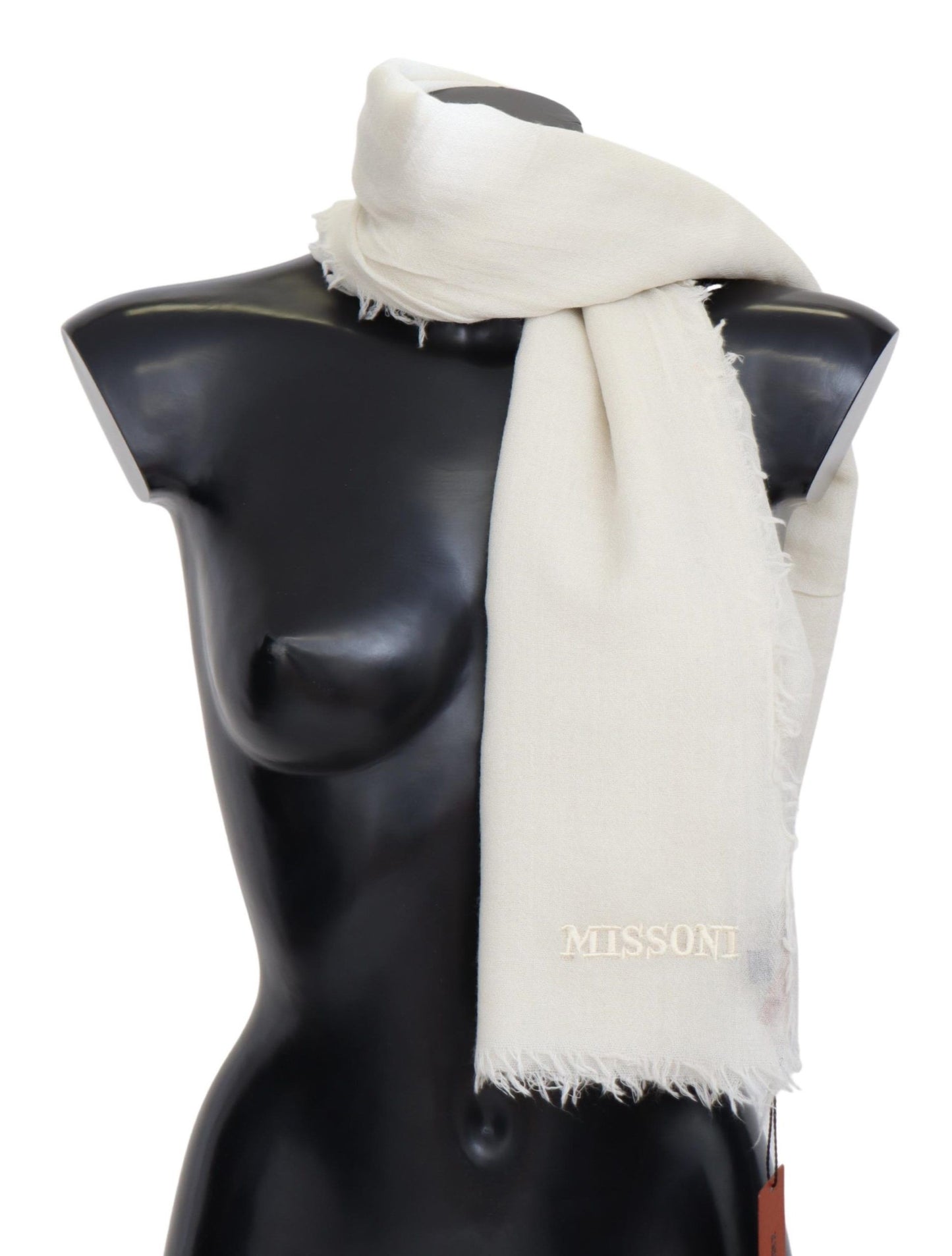 Elegant White Cashmere Scarf Unisex