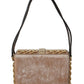 Elegant Pink Silk Blend Crystal Clutch Box Bag