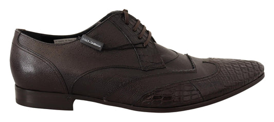 Exotic Caiman Derby Leather Shoes