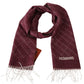 Plaid Cashmere Scarf with Fringes in Maroon