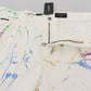 White Cotton Color Splash Print Denim Pants