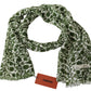 Elegant Green Wool Scarf with Floral Detail