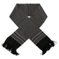 Black White 100% Silk Geometric Shawl Fringe Scarf