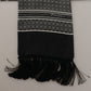 Black White 100% Silk Geometric Shawl Fringe Scarf